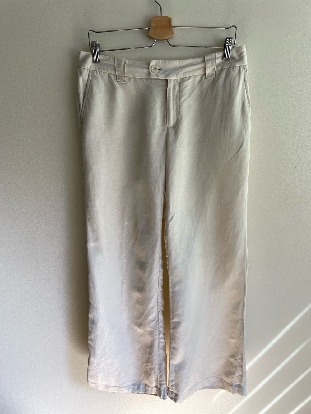Banana Republic Ryan Fit Linen Silk Straight Leg Ivory Pants Size 6